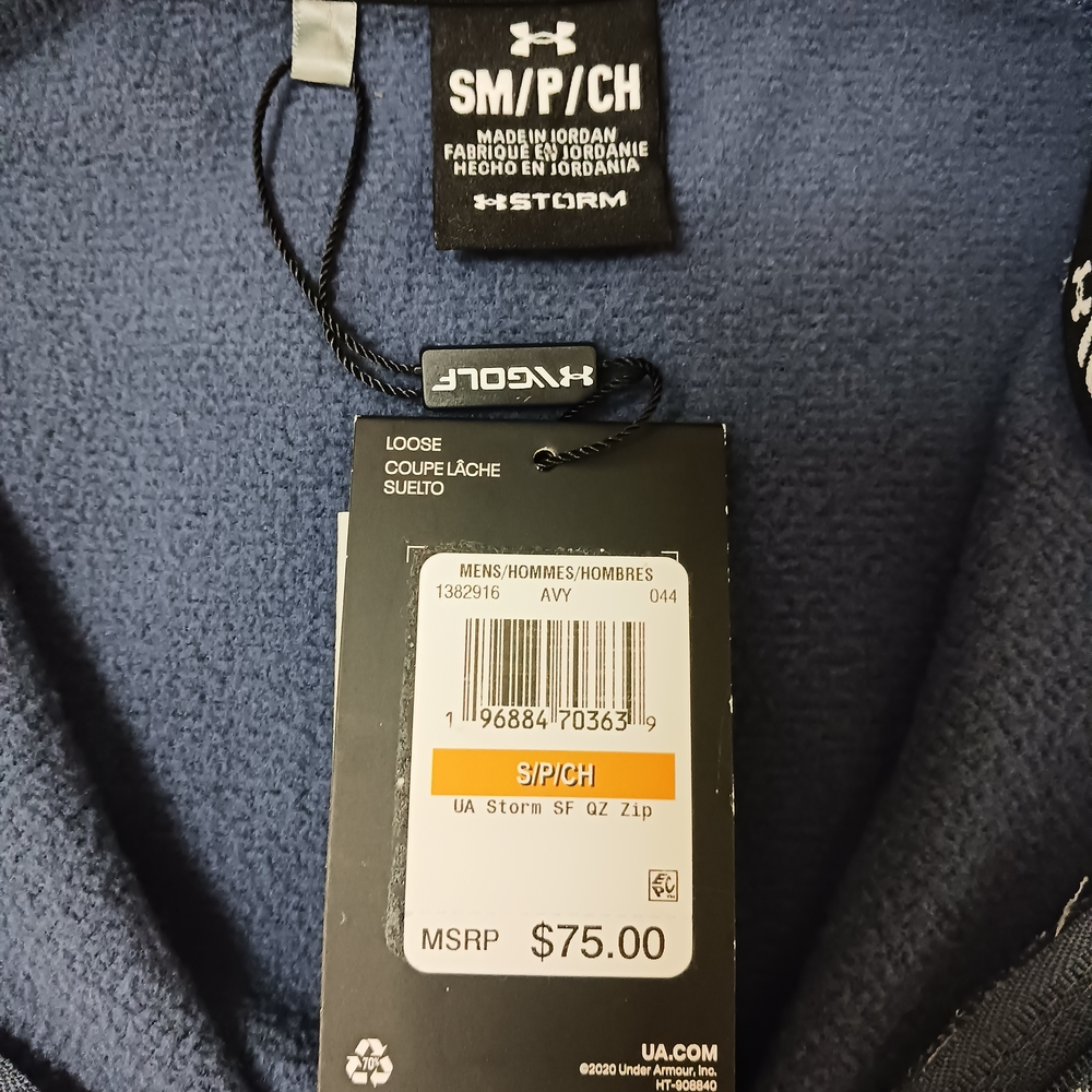 Under Armour Sweater  Mens Sweater Fleece Pullover Storm Golf 1/4 Zip Navy Sz SM - Picture 4 of 11